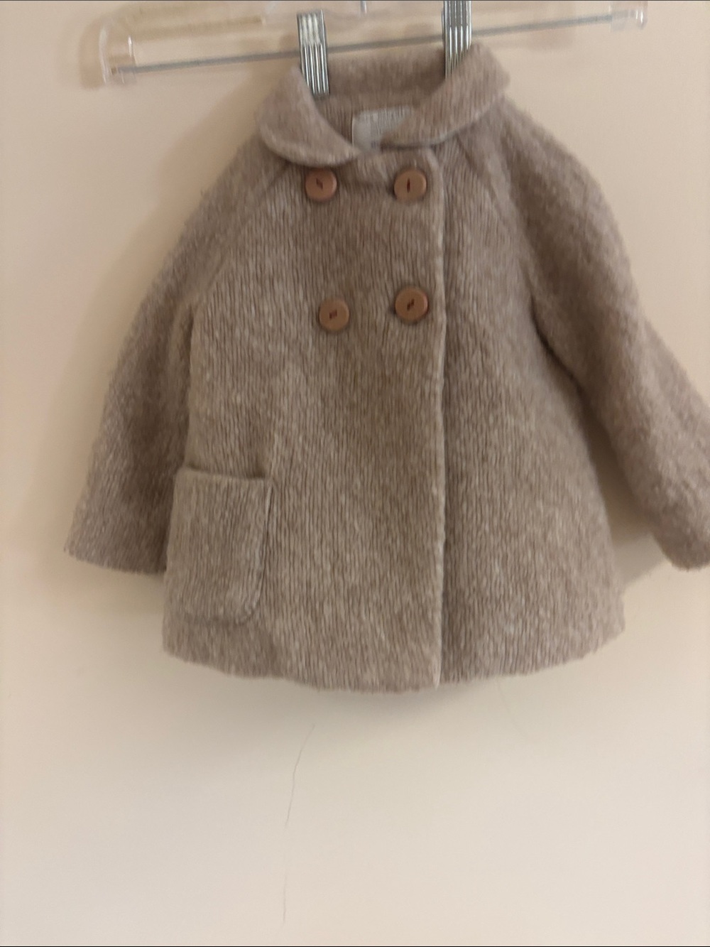 Zara oatmeal double breasted quilt lined coat 9-12 months